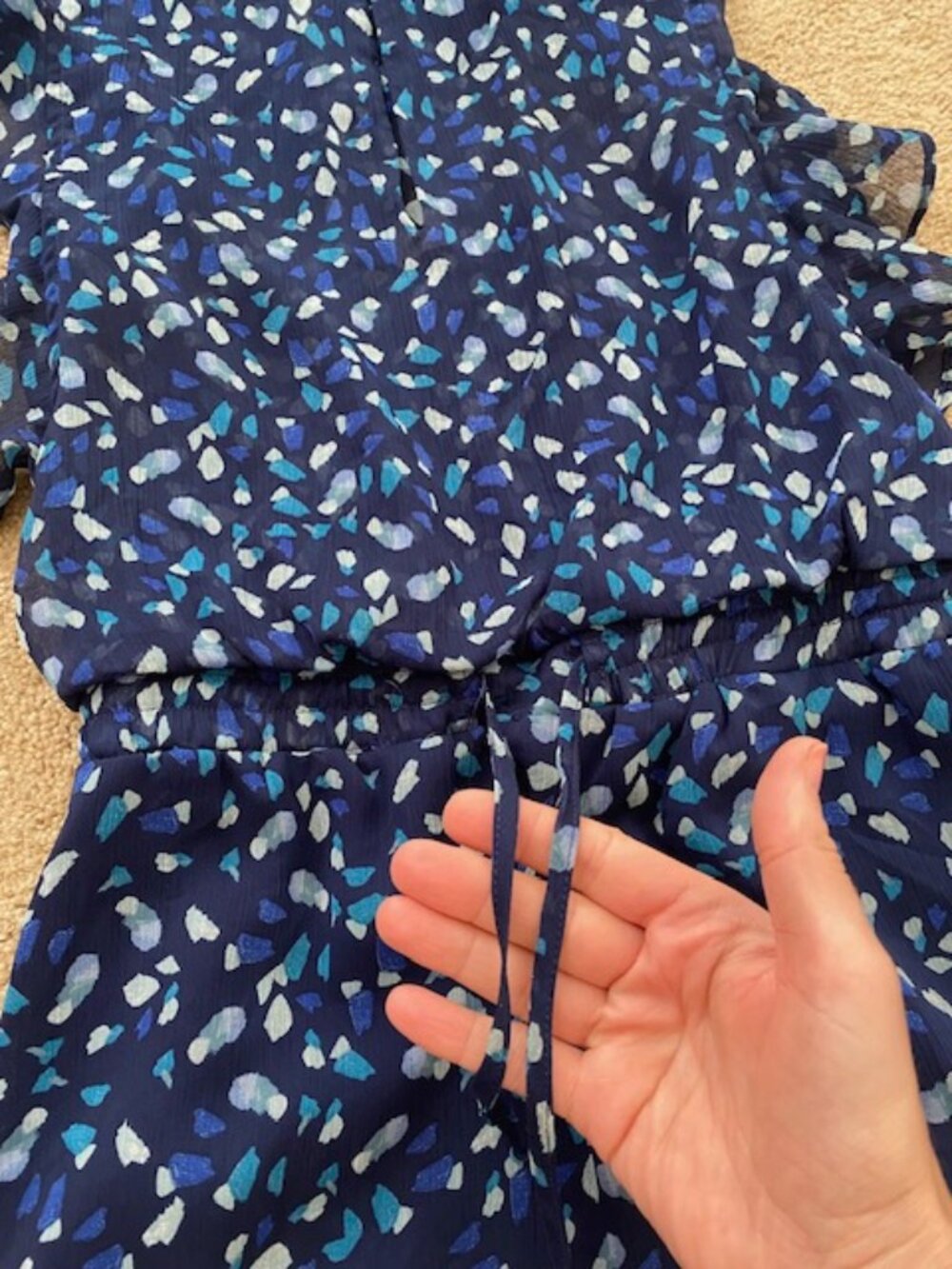 Floral Print Ruffle Blue Dress Socialite - Picture 3 of 7